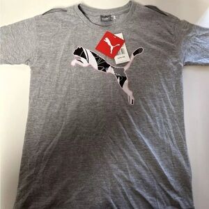 Puma Girls Cold Shoulder Logo Graphic 3/4 Sleeve T-Shirt;